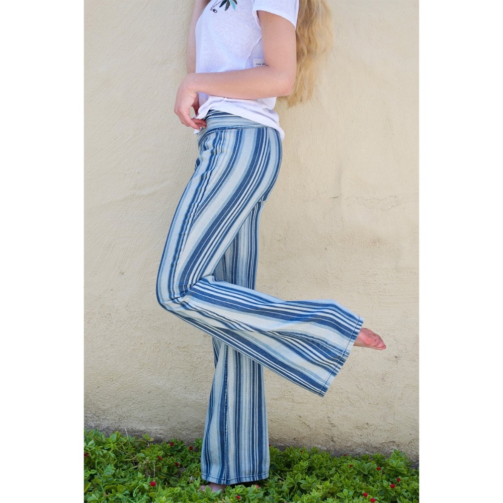 Free People Indigo Haze Stripe Cotton Jeans